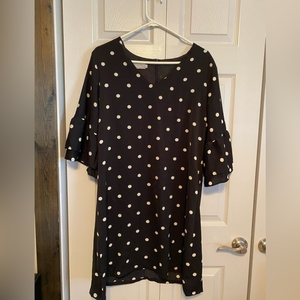 BELONGSCI Women's Dress Cute Polka Dots Bell Sleeve Shift Dress Mini Dress Large